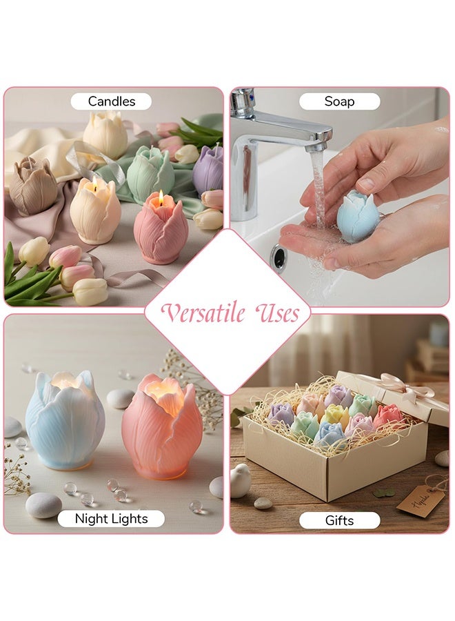 2 PCS 3D Tulip Flower Silicone Candle Mold for Resin Soap Epoxy Plaster Cement Clay Home DIY Craft Making - Image 3