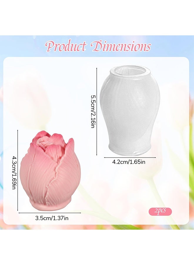 2 PCS 3D Tulip Flower Silicone Candle Mold for Resin Soap Epoxy Plaster Cement Clay Home DIY Craft Making - Image 2