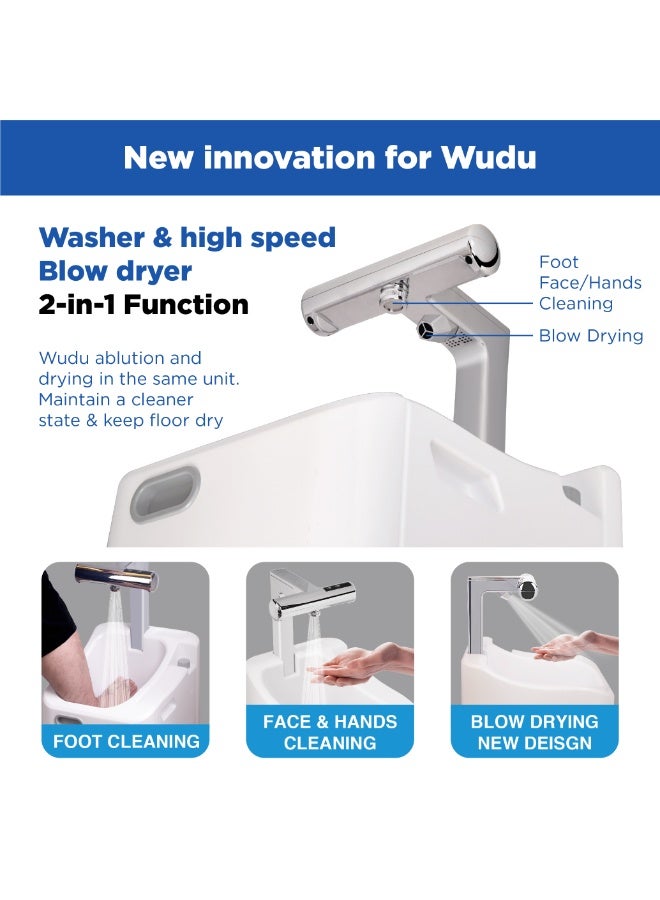 Innovia غسالة كهربائية للوضوء لليدين والقدمين، حوض استحمام محمول يعمل بالدواسة مع توفير المياه، - Image 4