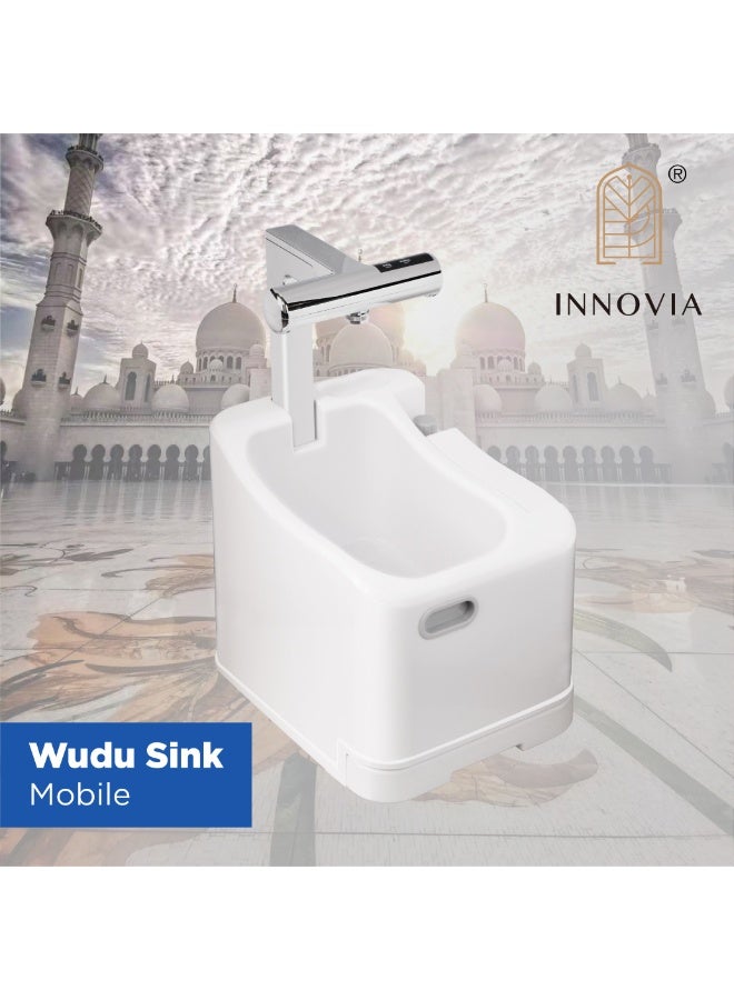 Innovia غسالة كهربائية للوضوء لليدين والقدمين، حوض استحمام محمول يعمل بالدواسة مع توفير المياه، - Image 2