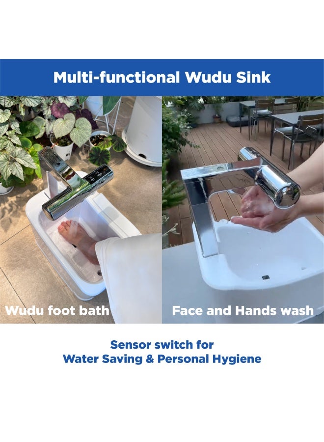 Innovia غسالة كهربائية للوضوء لليدين والقدمين، حوض استحمام محمول يعمل بالدواسة مع توفير المياه، - Image 3