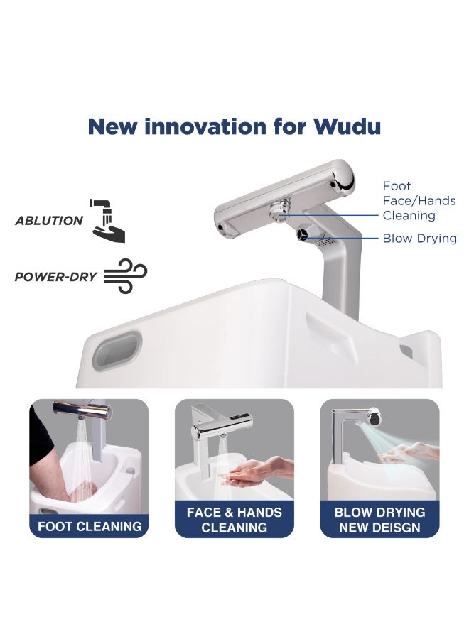 Innovia Wudu Foot Washer. Portable Muslim Wudhu basin. Washer and Blow air Dryer 2-in-1 funtion. Rechargeable,8H Working Time,3.5KG weight, 2.5L Clean Water/3L Used Water Capacity,Muslim Prayer Sink Mobile - Image 3
