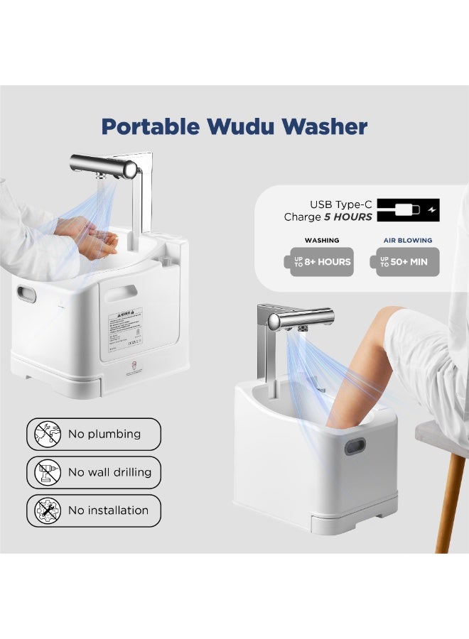 Innovia Wudu Foot Washer. Portable Muslim Wudhu basin. Washer and Blow air Dryer 2-in-1 funtion. Rechargeable,8H Working Time,3.5KG weight, 2.5L Clean Water/3L Used Water Capacity,Muslim Prayer Sink Mobile - Image 5