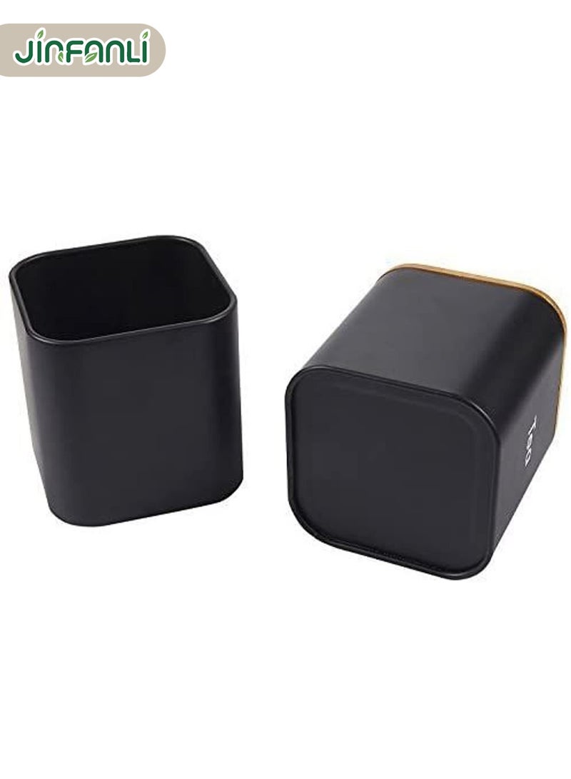 JINFANLI 3-Piece Sugar Tea Coffee Kitchen Jar Set, Black Stainless Steel Container with Bamboo Lid (550ml) - Image 5