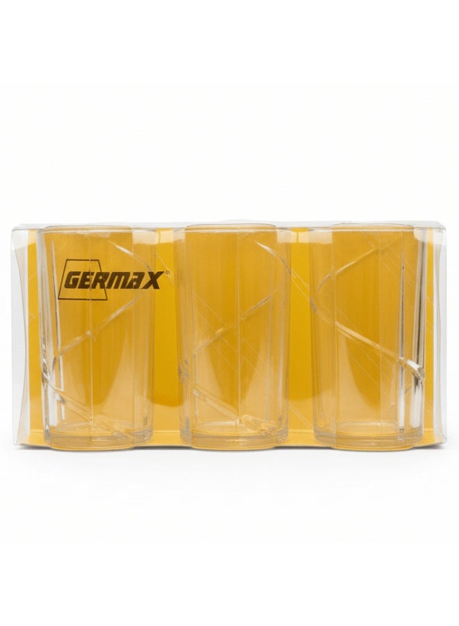 Germax Classic Clear Glass Tumbler Set – Durable Everyday Drinking Glasses, 3 Pieces, 250 ml - Image 1