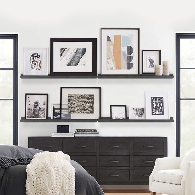 Forbena Black Picture Ledge Shelf 4-Pack, 36 Inch Floating Shelves for Wall with Lip Edge, Extra Long Wood Hanging Wall Shelf for Living Room Bedroom Office Classroom Library Books Photo Frames Decor - Image 5