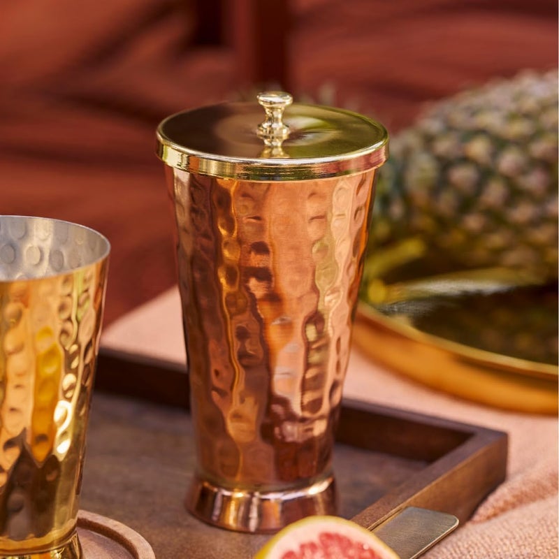 P-TAL Tumbler with Lid Serving Copper Glass with Brass Lid Tamba Glass with Ayurvedic Health Benefits Ptal Brass and Copper Utensils (600 ml Tumbler Glass) - Image 5