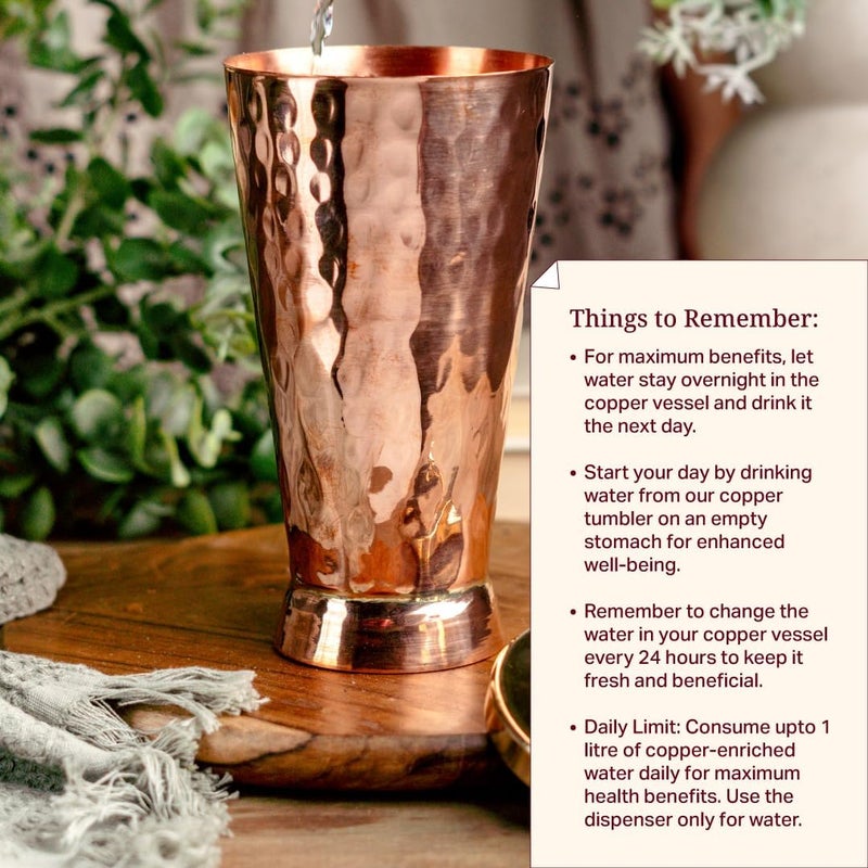 P-TAL Tumbler with Lid Serving Copper Glass with Brass Lid Tamba Glass with Ayurvedic Health Benefits Ptal Brass and Copper Utensils (600 ml Tumbler Glass) - Image 4