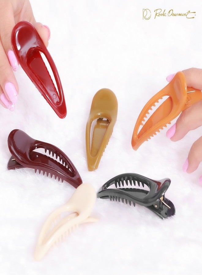 RC ROCHE ORNAMENT 6 Pcs Womens Classic Side Slide Jaw Flat No Slip Opening Eyelet Inner Teeth Alligator Hair Clip Barrette Beauty Accessory Premium Plastic Clamp Clips, Small Classic Multicolor - Image 5