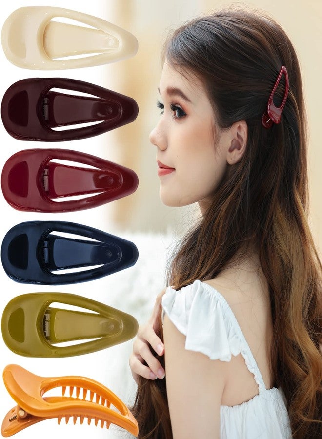 RC ROCHE ORNAMENT 6 Pcs Womens Classic Side Slide Jaw Flat No Slip Opening Eyelet Inner Teeth Alligator Hair Clip Barrette Beauty Accessory Premium Plastic Clamp Clips, Small Classic Multicolor - Image 1