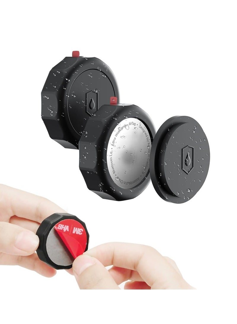 KASTWAVE 2 Pack IPX8 Waterproof Airtag Holder,Airtag Case with 3M Adhesive Sticker,Apple Airtag Tracker Hidden Shockproof Protective Case for Luggage,Cars,Bike Accessories,Drones,Notebook Computers,Skis - Image 1