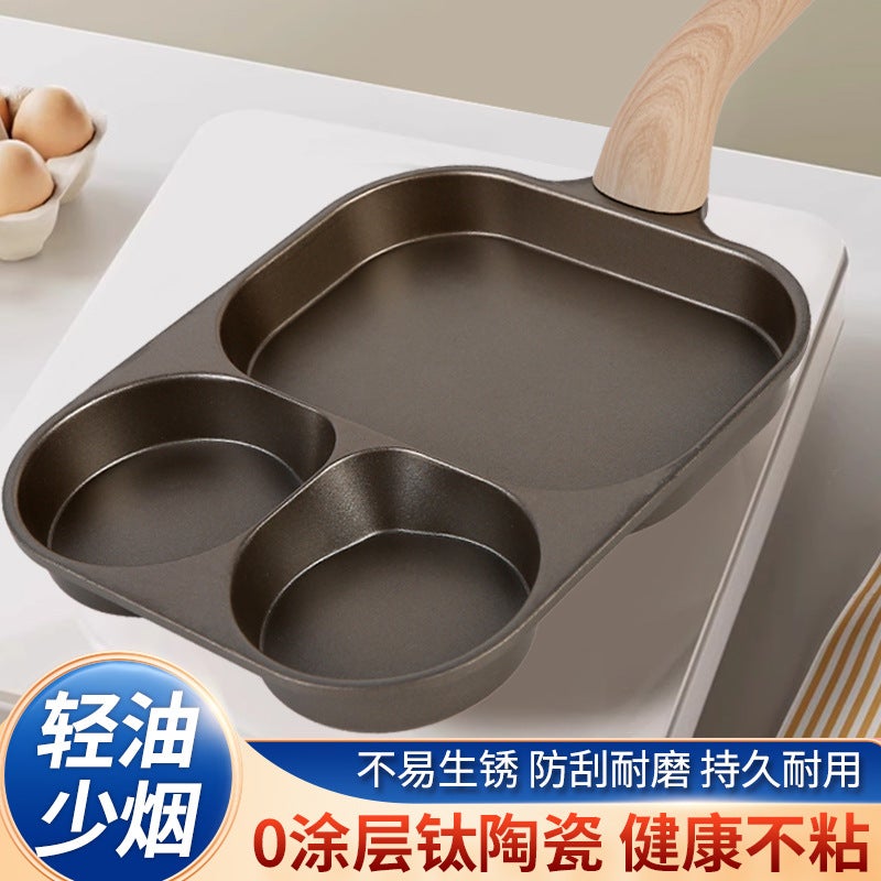 general totk Maifan Stone Egg Frying Pan Non-Stick Breakfast Skillet with Wood Handle - Image 2
