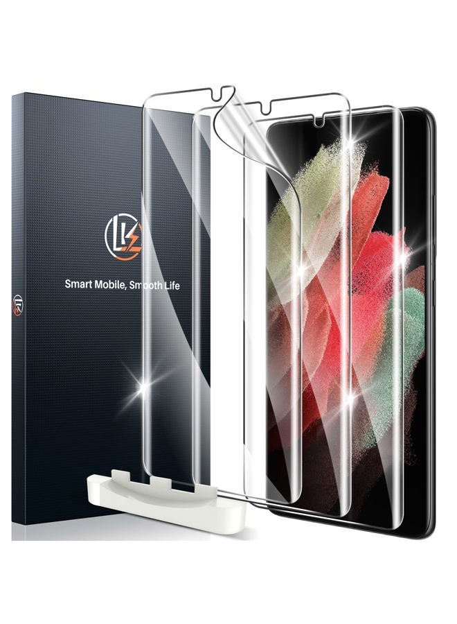 LK 3 Pack Screen Protector Compatible for Samsung Galaxy S21 Ultra, In-Display Fingerprint Support, HD Clear Flexible TPU Film with Positioning Tool, Case Friendly, Bubble Free - Image 1