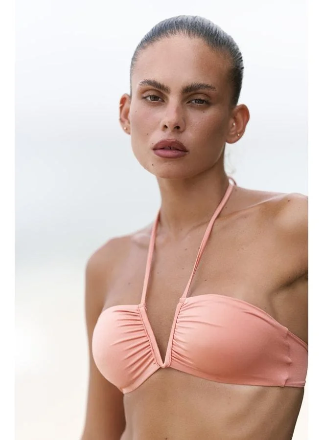 Bohemai  Bunga Tie-Front Ruffle Detail Salmon Bikini Top. for Women | Best Price UAE
