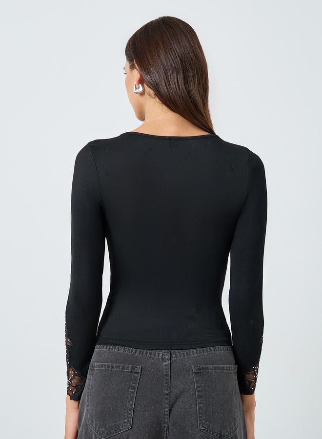 Take Two Solid Embellishment Detail Long Sleeve Top - Image 5