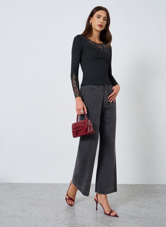 Take Two Solid Embellishment Detail Long Sleeve Top - Image 2