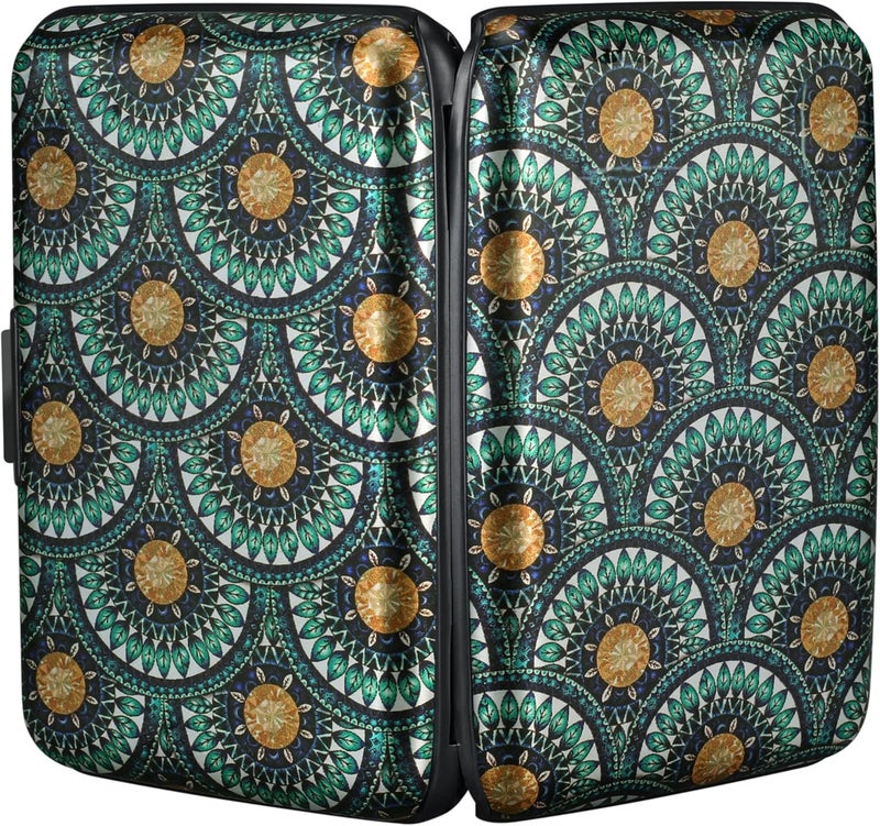ELFISH RFID Blocking Credit Cards Holder Aluminum Wallet Metal ID Case for Men Women(Peacock Feathers) - Image 3