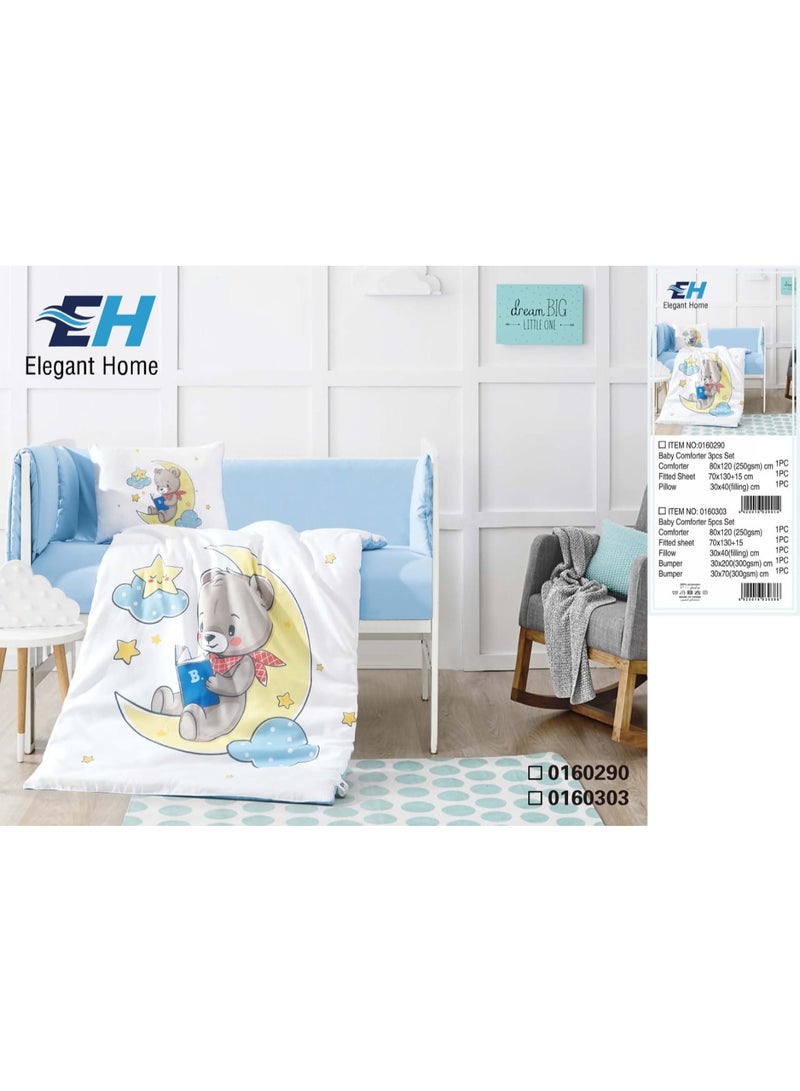 Elegant Home Space-themed children's bed sheet set with barriers.
