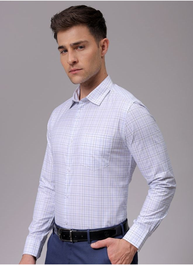 The Indian Garage Co Men Slim Fit Checkered Full Sleeves Cutaway Collar Formal Shirt  - Image 3