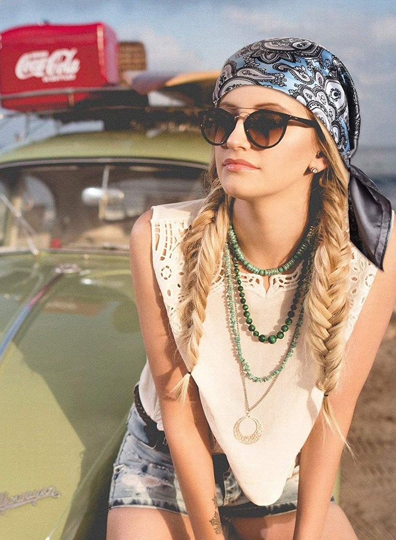 Barakah Satin Silk Head Scarves, 4PCS Square Feeling Scarf Boho Hair Bandanas Scarves for Women Sleeping Headscarf Bundle(60 x 60cm) - Image 3