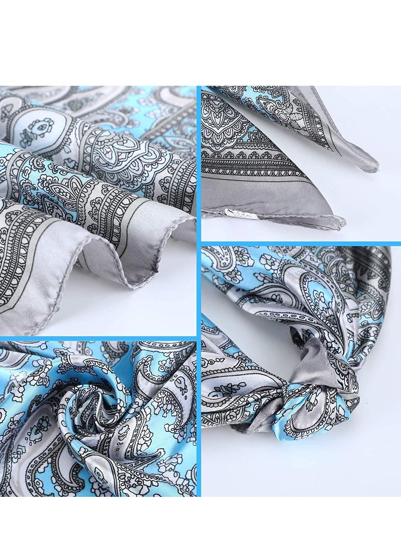 Barakah Satin Silk Head Scarves, 4PCS Square Feeling Scarf Boho Hair Bandanas Scarves for Women Sleeping Headscarf Bundle(60 x 60cm) - Image 5