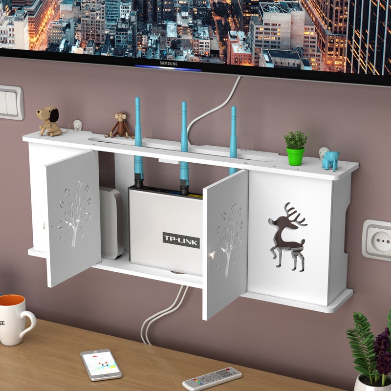 Creative Punch-Free Wall Storage Rack Tv Set-Top Box Rack Wall-Mounted Bedroom Living Room Router Storage Box - Image 5