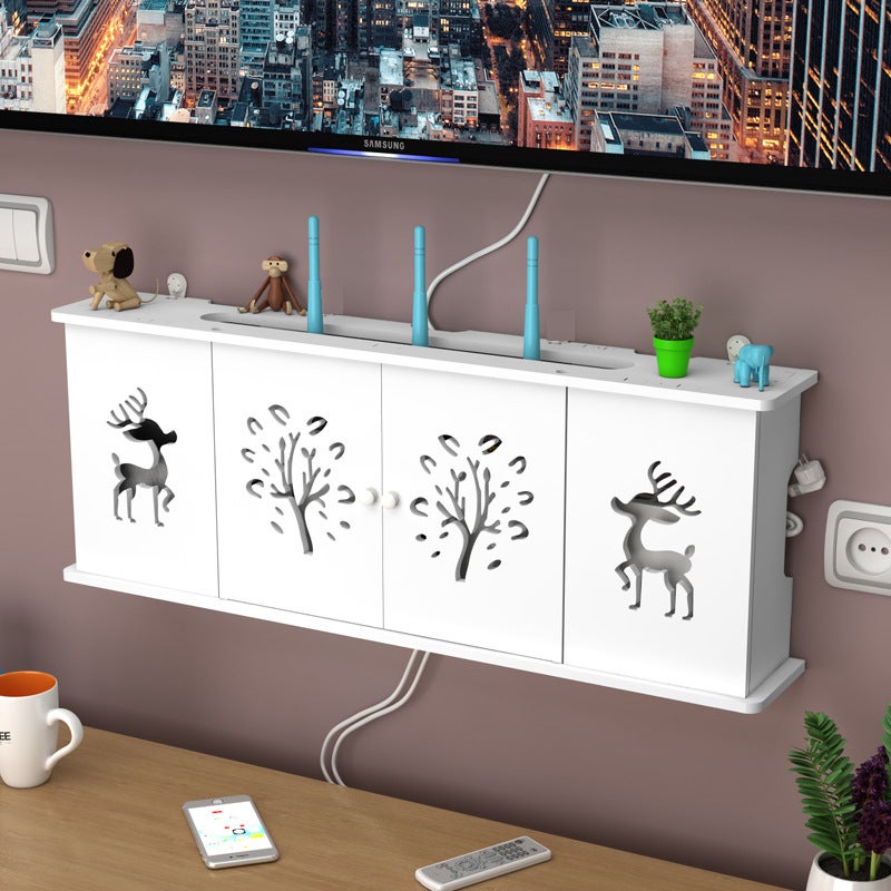 Creative Punch-Free Wall Storage Rack Tv Set-Top Box Rack Wall-Mounted Bedroom Living Room Router Storage Box - Image 3