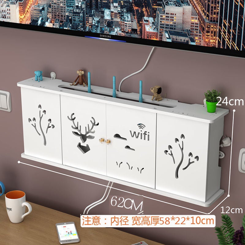 Creative Punch-Free Wall Storage Rack Tv Set-Top Box Rack Wall-Mounted Bedroom Living Room Router Storage Box - Image 1