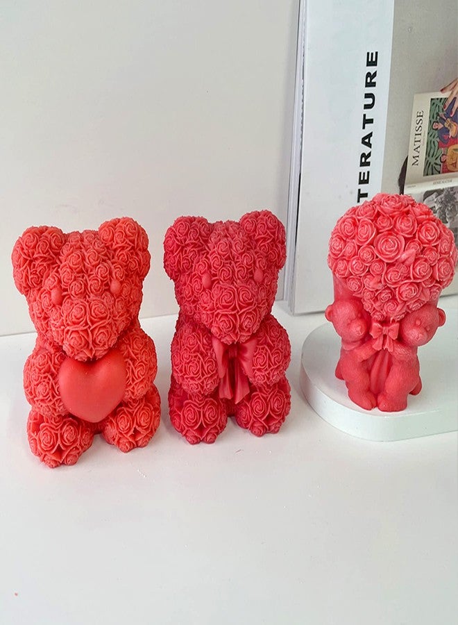 ZAKVOOR Rose Bear Shape Candle Mold Valentine's Day Resin Casting Silicone Mold for DIY Aromatherapy Candles Wax Plaster Polymer Clay Decoration (Style-A) - Image 4