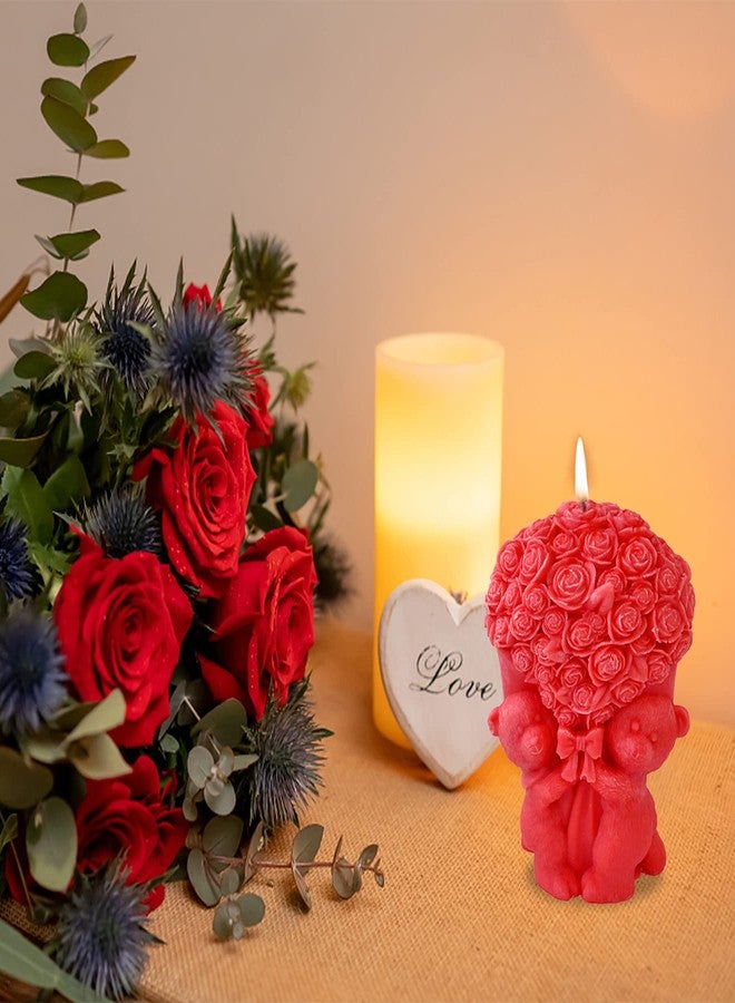 ZAKVOOR Rose Bear Shape Candle Mold Valentine's Day Resin Casting Silicone Mold for DIY Aromatherapy Candles Wax Plaster Polymer Clay Decoration (Style-A) - Image 5