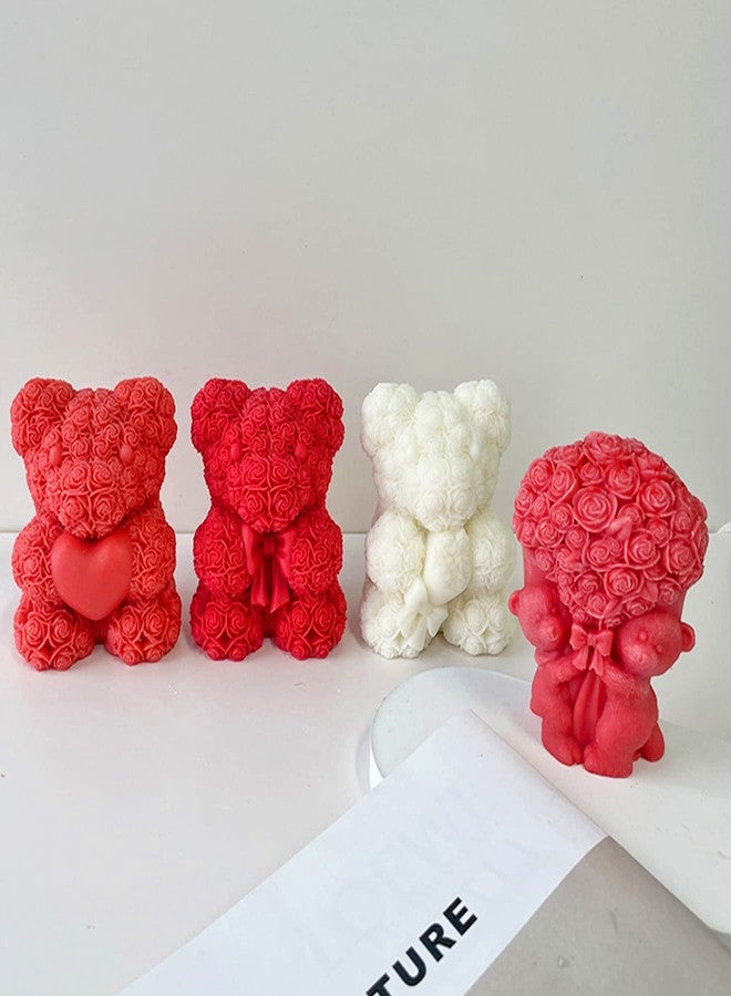 ZAKVOOR Rose Bear Shape Candle Mold Valentine's Day Resin Casting Silicone Mold for DIY Aromatherapy Candles Wax Plaster Polymer Clay Decoration (Style-A) - Image 3