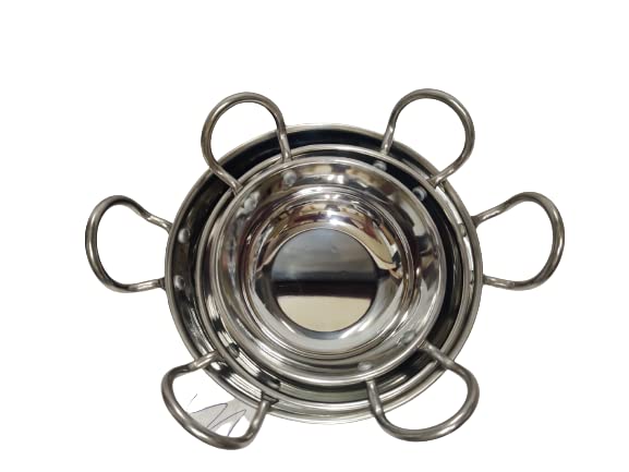 Dynore Stainless Steel Plain Design Serving Handi/Serving Bowl/Kadai Set of 3-250/400 and 650 ML - Image 4