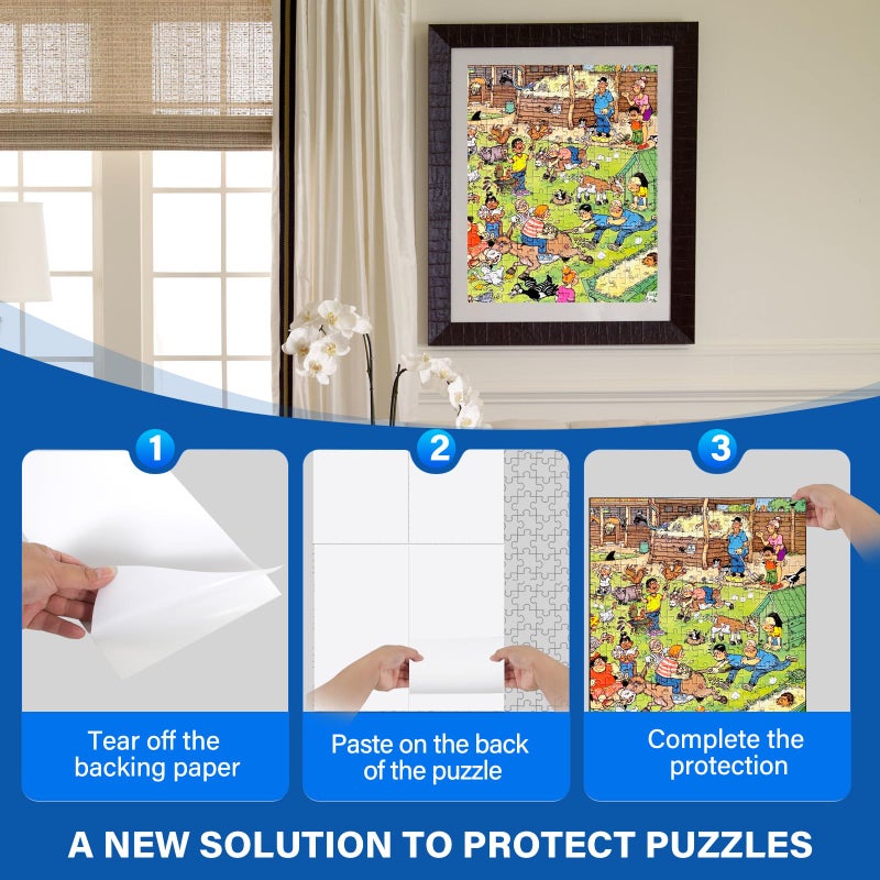 KOSTBAR Puzzle Glue Sheets for 1000-Pieces, 24 PCS Puzzles Saver Sheets, Easy Peel and Stick Jigsaw Sticker Sheets, No-Clean Puzzle Glue Stickers, Gifts for Puzzles Lovers - Image 4