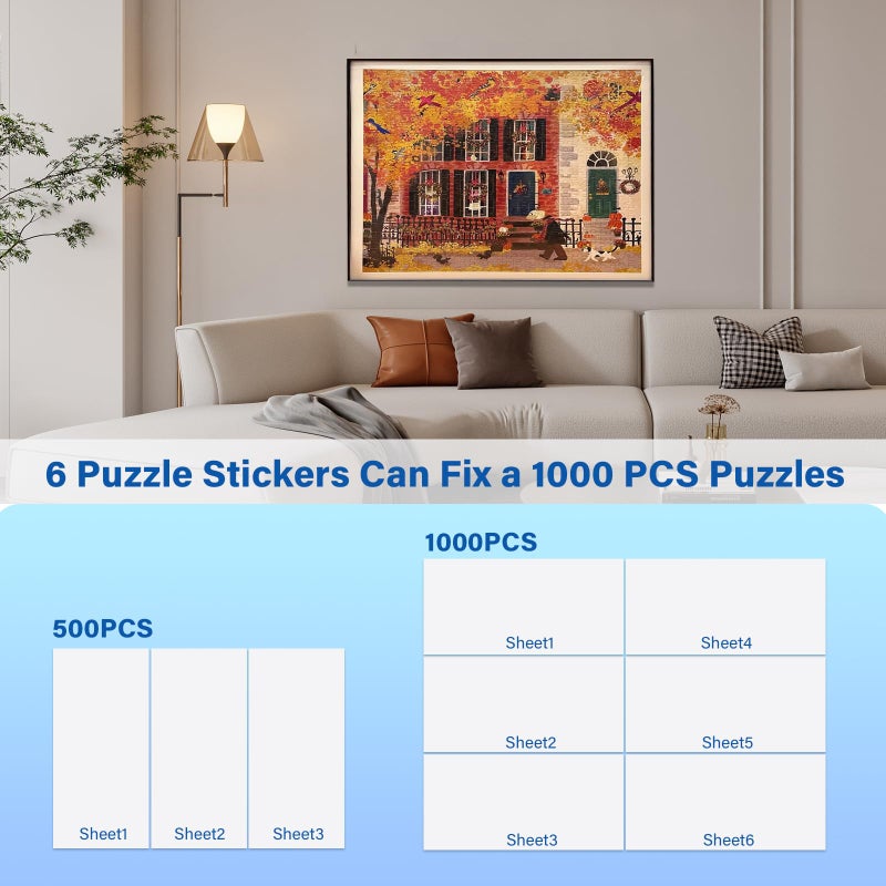 KOSTBAR Puzzle Glue Sheets for 1000-Pieces, 24 PCS Puzzles Saver Sheets, Easy Peel and Stick Jigsaw Sticker Sheets, No-Clean Puzzle Glue Stickers, Gifts for Puzzles Lovers - Image 2