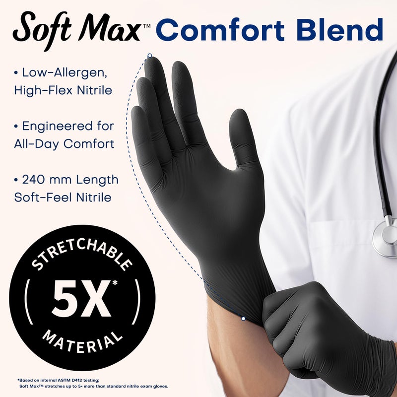 Supmedic Disposable Nitrile Gloves, Chemical Resistant, Powder-Free, Latex-Free, Food Safe, Medical Exam Gloves, Black, Small, 100 Pcs - Image 3
