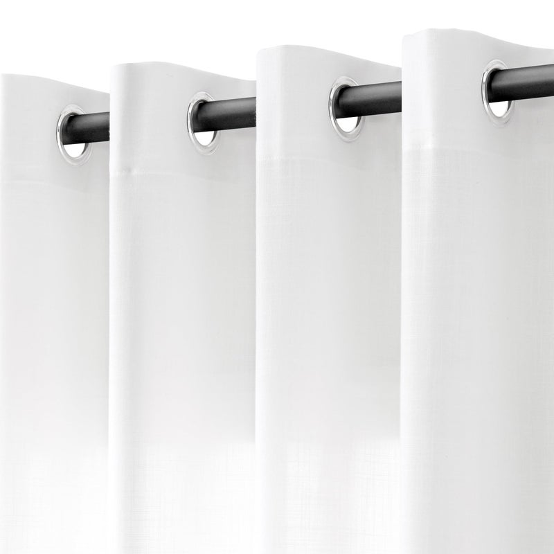 Nanspring Linen White Curtains 96 inches Long for Living Room Sliding Glass Door Light Filtering Privacy Thick Sheer Curtain Drapes Modern Elegant Cotton Textured Grommet White Gauze Window Curtains 8 FT - Image 2