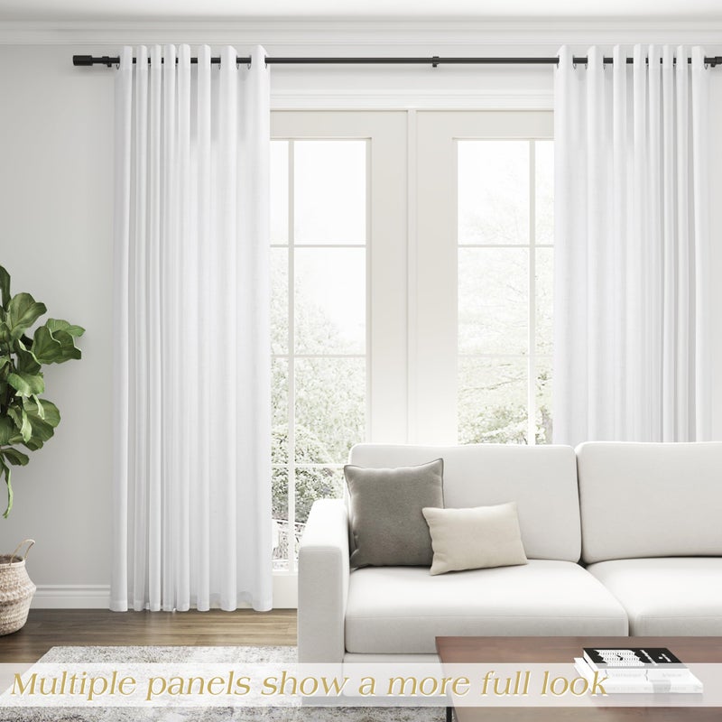 Nanspring Linen White Curtains 96 inches Long for Living Room Sliding Glass Door Light Filtering Privacy Thick Sheer Curtain Drapes Modern Elegant Cotton Textured Grommet White Gauze Window Curtains 8 FT - Image 5