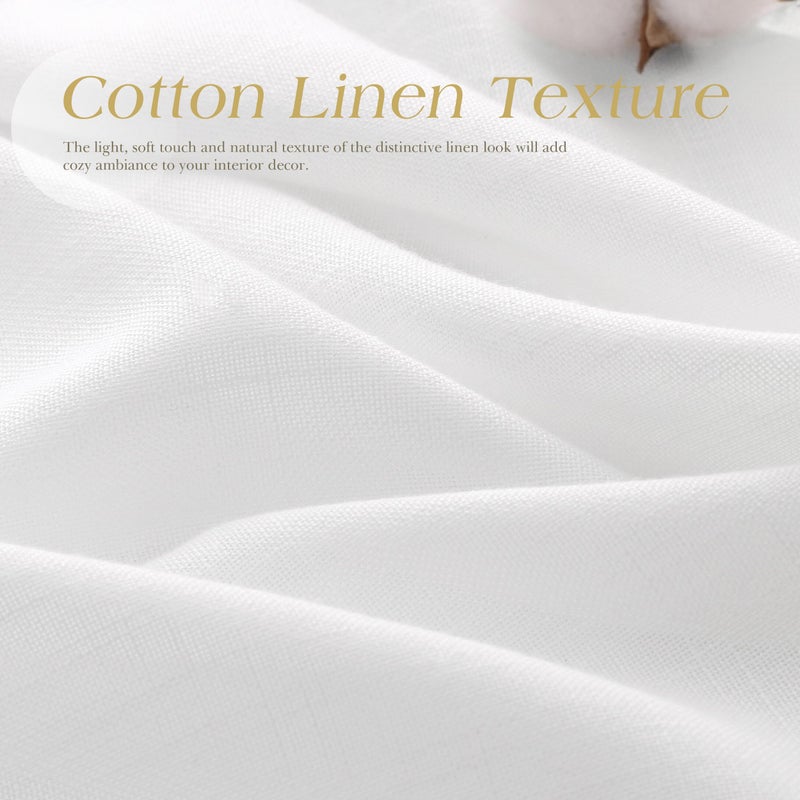Nanspring Linen White Curtains 96 inches Long for Living Room Sliding Glass Door Light Filtering Privacy Thick Sheer Curtain Drapes Modern Elegant Cotton Textured Grommet White Gauze Window Curtains 8 FT - Image 4
