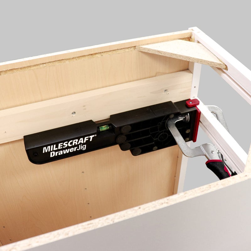 Milescraft 1341 Drawer Jig â€“ Reversible Drawer Slide Jig for Drawer Installation â€“ Easy-Align Tabs, Fences, and Level Position the Jigs for Accurate Support. Non-Marring Rubber to Protect Cabinets - Image 3