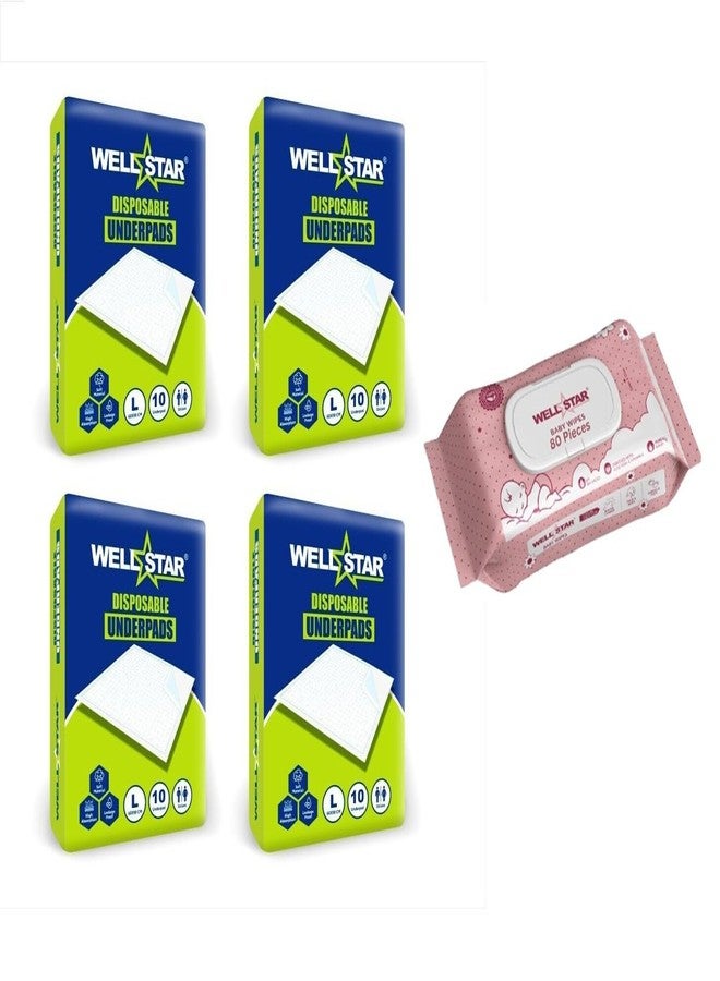 Wellstar Underpads, Large 60 x 90 Cm, Superior Absorbency, Leak Proof Pack of 3 (30 Diapers) - Image 1