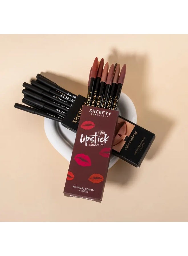SHCOETY 24pcs SHCOETY Matte Lip Pencil Set, Velvet Non-Stick Cup Lip Liner Duplicates, Mixed Color System, Long-Lasting Lipstick Contour Kit - Image 4