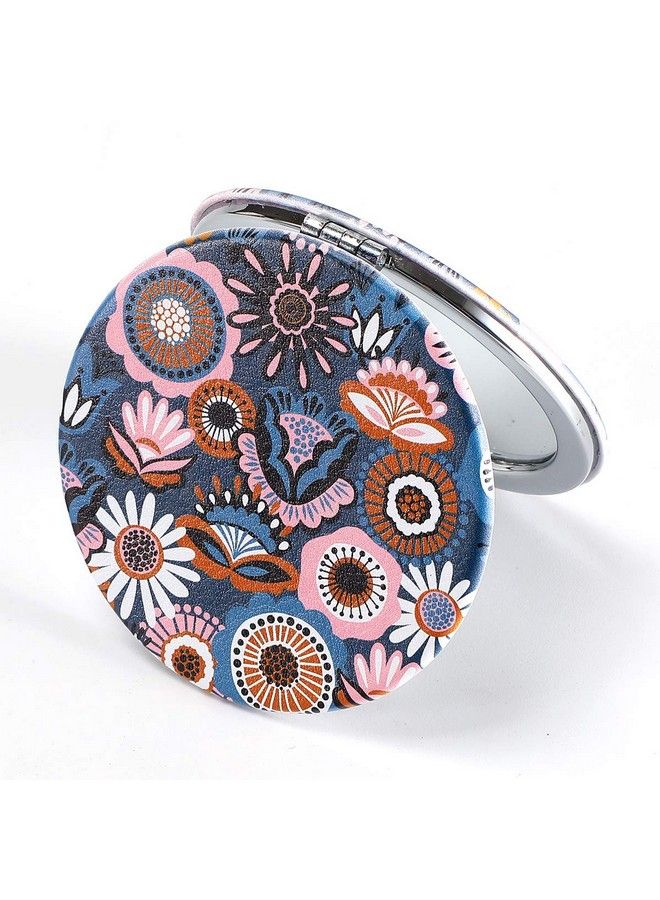 Dynippy Compact Mirror Round Pu Leather Makeup Mirror For Purses Small Pocket Mirror Portable Hand Mirror Doublesided With 2 X 1X Magnification For Woman Mother Kids Great Gift Art - Image 1