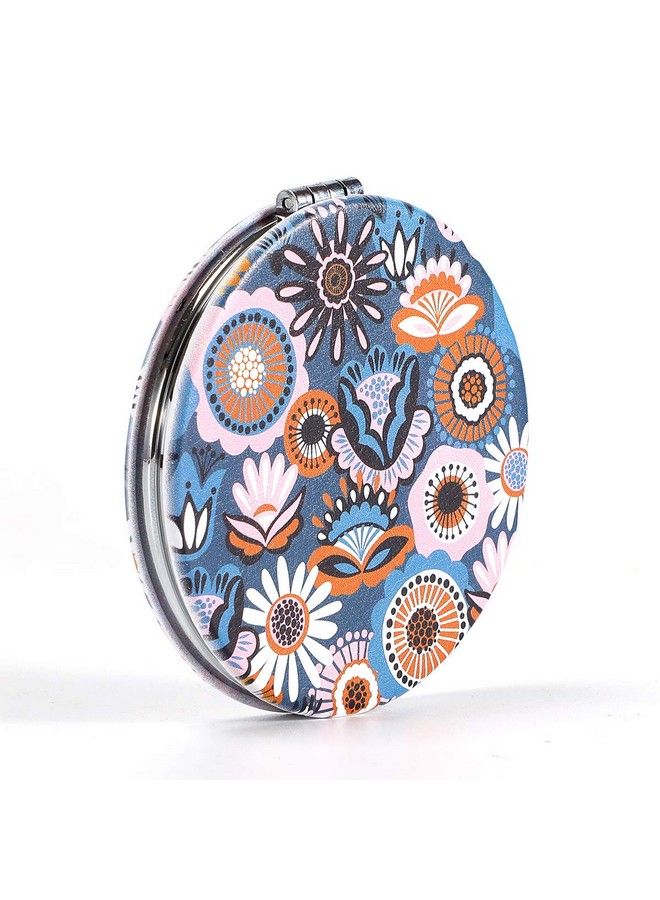 Dynippy Compact Mirror Round Pu Leather Makeup Mirror For Purses Small Pocket Mirror Portable Hand Mirror Doublesided With 2 X 1X Magnification For Woman Mother Kids Great Gift Art - Image 4
