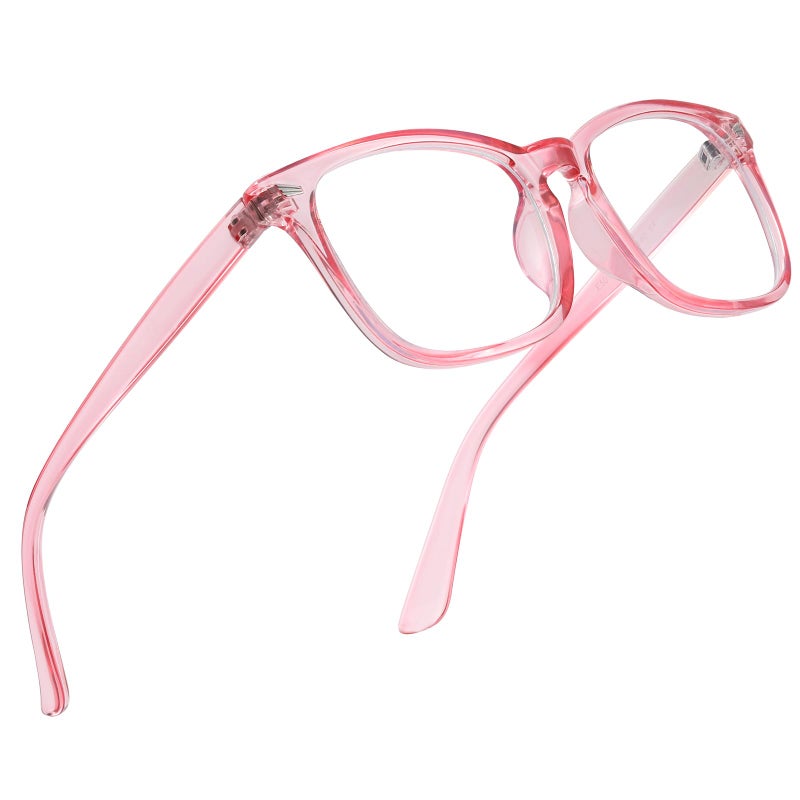 Jectieey Reading Glasses for Women Men Blue Light Blocking UV Filter Computer ReadersAnti Eyestrain EyeglassesTransparent Pink 125X