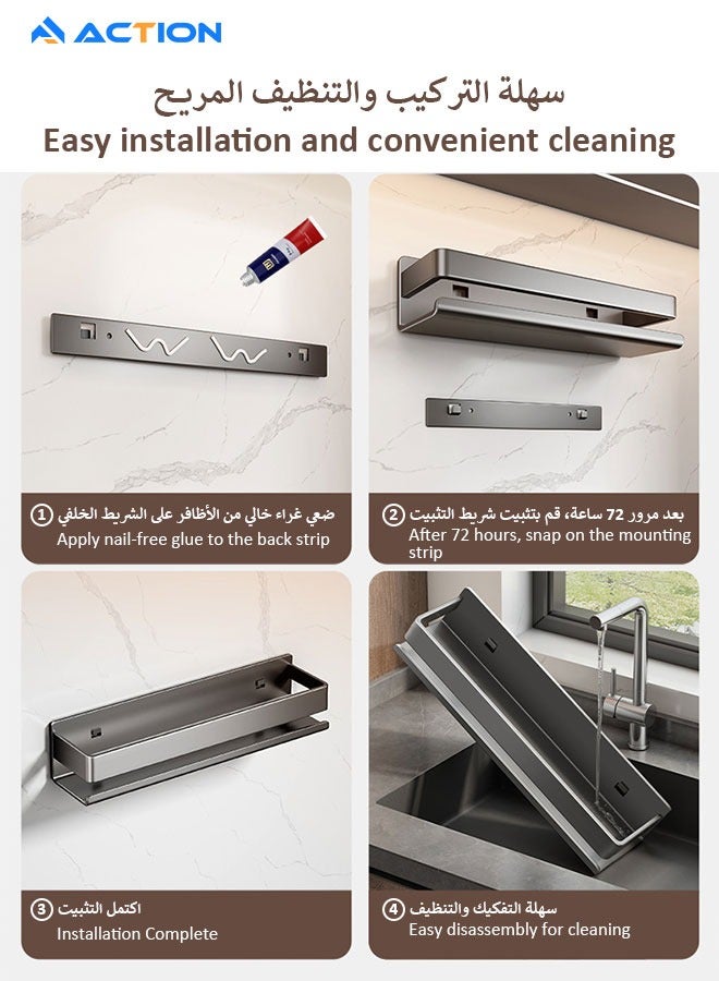 أكشن رف توابل يثبت على الحائط عبوة قطعتين منظم للخزانة يعلق معلق مطبخ متعدد الاستخدامات 10 × 8 × 5 سم اسود - Image 5