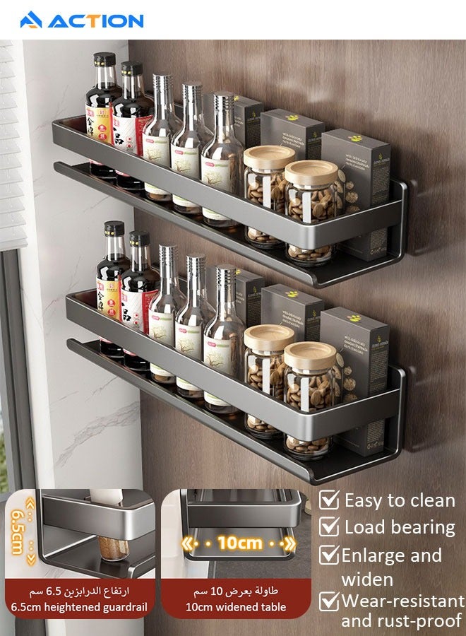أكشن رف توابل يثبت على الحائط عبوة قطعتين منظم للخزانة يعلق معلق مطبخ متعدد الاستخدامات 10 × 8 × 5 سم اسود - Image 1