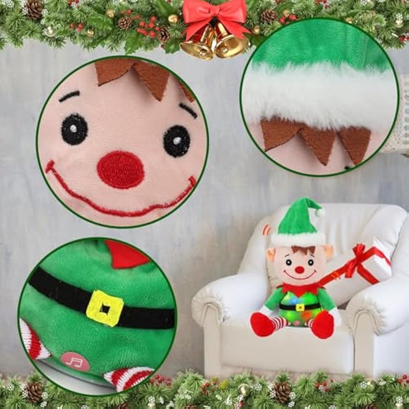 Talking Elf Repeats What You Say Lighting up Nodding Electric Speaking Interactive Animated Toy Gifts for Toddlers, 8'' - Image 5