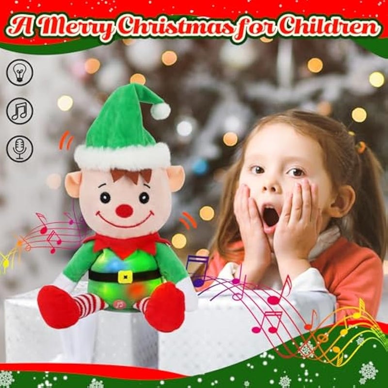 Talking Elf Repeats What You Say Lighting up Nodding Electric Speaking Interactive Animated Toy Gifts for Toddlers, 8'' - Image 4