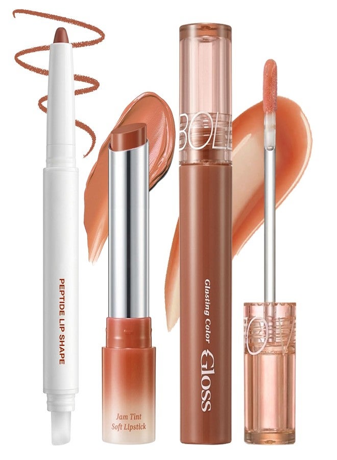 Jutqut 3PCS Lip Combo Set - Matte Lip Liner Pencil, Hydrating Tint Lipstick & Shine Gloss, Non-Sticky Long-Lasting Plumping Lip Makeup Kit for Women, Volume Sculpt Trio, 02 - Image 1