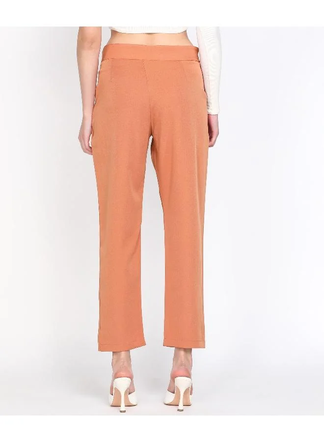 Freehand  Women Regular Fit Solid Mid-Rise Pleated Pants for Women | Best Price UAE